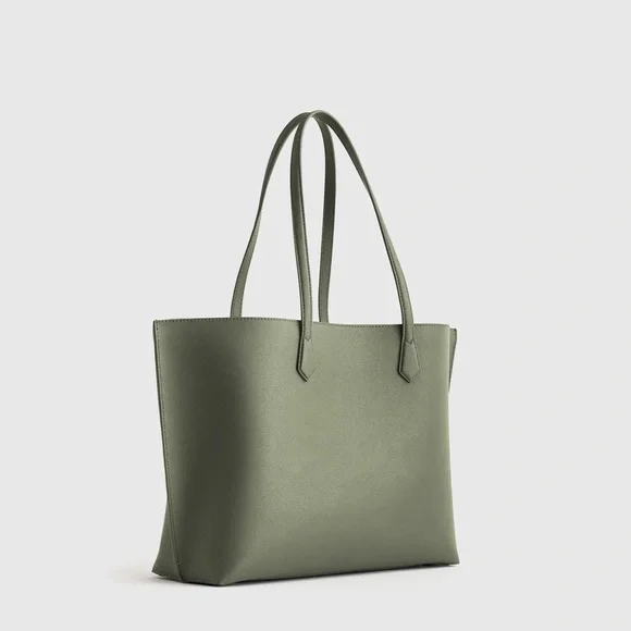 Quince Italian Leather Triple Compartment Tote Olive Green - Picture 2 of 16